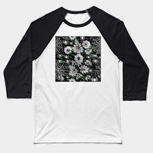 Glitch Spiderwebs Floral Baseball T-Shirt